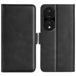For Honor 70  Pro Dual-side Magnetic Buckle Horizontal Flip Leather Phone Case(Black)
