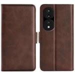 For Honor 70  Pro Dual-side Magnetic Buckle Horizontal Flip Leather Phone Case(Brown)