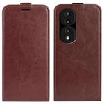 For Honor 70 Pro R64 Texture Vertical Flip Leather Phone Case(Brown)