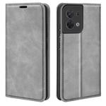 For OPPO Reno8 Retro-skin Magnetic Suction Leather Phone Case(Grey)