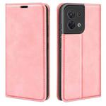 For OPPO Reno8 Retro-skin Magnetic Suction Leather Phone Case(Pink)