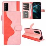 For TCL Stylus 5G Stitching Horizontal Flip Leather Phone Case(Pink Red)