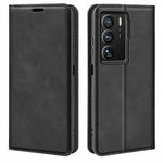 For ZTE Axon 40 Ultra Retro-skin  Magnetic Suction Leather Phone Case(Black)