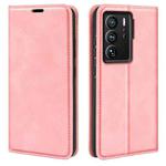For ZTE Axon 40 Ultra Retro-skin  Magnetic Suction Leather Phone Case(Pink)