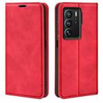 For ZTE Axon 40 Ultra Retro-skin  Magnetic Suction Leather Phone Case(Red)