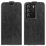 For ZTE Axon 40 Ultra R64 Texture Vertical Flip Leather Phone Case(Black)