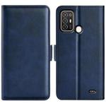 For ZTE Blade A52 Dual-side Magnetic Buckle Leather Phone Case(Dark Blue)