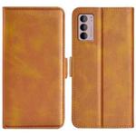 For Motorola Moto G42 Dual-side Magnetic Buckle Leather Phone Case(Yellow)