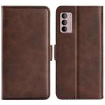 For Motorola Moto G42 Dual-side Magnetic Buckle Leather Phone Case(Brown)