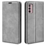 For Motorola Moto G42 Retro-skin Magnetic Suction Leather Phone Case(Grey)