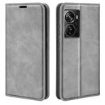 For ZTE Axon 40 Pro Retro-skin  Magnetic Suction Leather Phone Case(Grey)