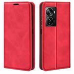 For ZTE Axon 40 Pro Retro-skin  Magnetic Suction Leather Phone Case(Red)