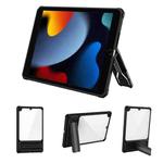 For iPad 10.2 2019 / 2020 / 2021 Transparent Acrylic PC TPU Tablet Case with Holder(Black)