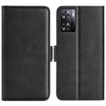 For OPPO A57 4G Dual-side Magnetic Buckle Horizontal Flip Leather Phone Case(Black)