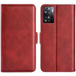 For OPPO A57 4G Dual-side Magnetic Buckle Horizontal Flip Leather Phone Case(Red)