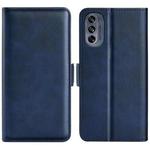 For Motorola G62 5G Dual-side Magnetic Buckle Horizontal Flip Leather Phone Case(Dark Blue)