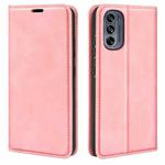 For Motorola G62 5G Retro-skin  Magnetic Suction Leather Phone Case(Pink)