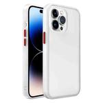 For iPhone 14 Pro Max Frosted Skin Feel PC Contrast Color Button Phone Case (White)