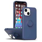 For iPhone 14 Ring Kickstand Silicone Phone Case (Blue)