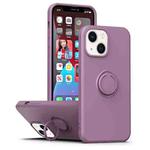 For iPhone 14 Ring Kickstand Silicone Phone Case (Dark Purple)