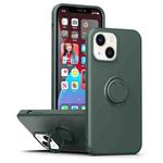 For iPhone 14 Ring Kickstand Silicone Phone Case (Army Green)
