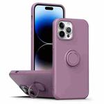 For iPhone 14 Pro Ring Kickstand Silicone Phone Case(Dark Purple)