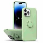For iPhone 14 Pro Ring Kickstand Silicone Phone Case(Mint Green)