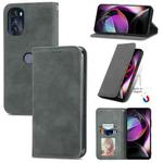 For Motorola Moto G 2022 Retro Skin Feel Magnetic Leather Phone Case(Gray)