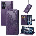 For Xiaomi Redmi K50 Gaming Mandala Flower Embossed Horizontal Flip Leather Phone Case(Purple)