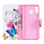 Colored Drawing Pattern Horizontal Flip Leather Case for Samsung Galaxy M20,with Holder & Card Slots & Wallet(Two Butterflies)