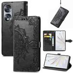 For Honor 70 Mandala Flower Embossed Horizontal Flip Leather Phone Case(Black)