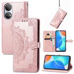 For Honor Play 30 Plus / X7 Mandala Flower Embossed Horizontal Flip Leather Phone Case(Rose Gold)