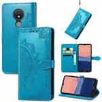 For Nokia C21 Mandala Flower Embossed Horizontal Flip Leather Phone Case(Blue)