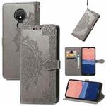 For Nokia C21 Mandala Flower Embossed Horizontal Flip Leather Phone Case(Gray)