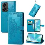 For OnePlus Nord 2T Mandala Flower Embossed Horizontal Flip Leather Phone Case(Blue)