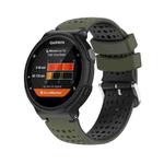 For Garmin Forerunner 235 Silicone Sports Two-Color Watch Band(Amygreen+Black)