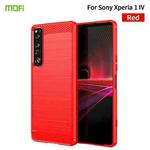 For Sony Xperia 1 IV MOFI Gentleness Series Brushed Texture Carbon Fiber Soft TPU Case(Red)