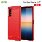 For Sony Xperia 10 IV MOFI Gentleness Series Brushed Texture Carbon Fiber Soft TPU Case(Red)