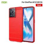 For OnePlus Ace / 10R 5G MOFI Gentleness Series Brushed Texture Carbon Fiber Soft TPU Case(Red)