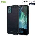 For Nokia G11 / G21 MOFI Gentleness Series Brushed Texture Carbon Fiber Soft TPU Case(Blue)