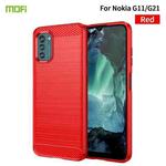 For Nokia G11 / G21 MOFI Gentleness Series Brushed Texture Carbon Fiber Soft TPU Case(Red)