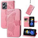 For Xiaomi Redmi Note 11T Butterfly Love Flower Embossed Horizontal Flip Leather Phone Case(Pink)