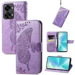 For OnePlus Nord 2T Butterfly Love Flower Embossed Horizontal Flip Leather Phone Case(Light Purple)