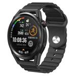 For Huawei Watch GT Runner 22mm Corrugated Silicone Watch Band(Black)