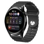 For Huawei Watch 3 22mm Corrugated Silicone Watch Band(Black)