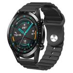 For Huawei Watch GT2 42mm 20mm Corrugated Silicone Watch Band(Black)