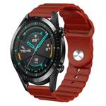 For Huawei Watch GT2 42mm 20mm Corrugated Silicone Watch Band(Burgundy)