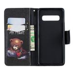 Colored Drawing Pattern Horizontal Flip Leather Case for Samsung Galaxy S10,with Holder & Card Slots & Wallet(Bear)