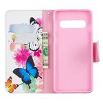 Colored Drawing Pattern Horizontal Flip Leather Case for Samsung Galaxy S10,with Holder & Card Slots & Wallet(Two Butterflies)