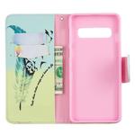 Colored Drawing Pattern Horizontal Flip Leather Case for Samsung Galaxy S10,with Holder & Card Slots & Wallet(Feather Bird)